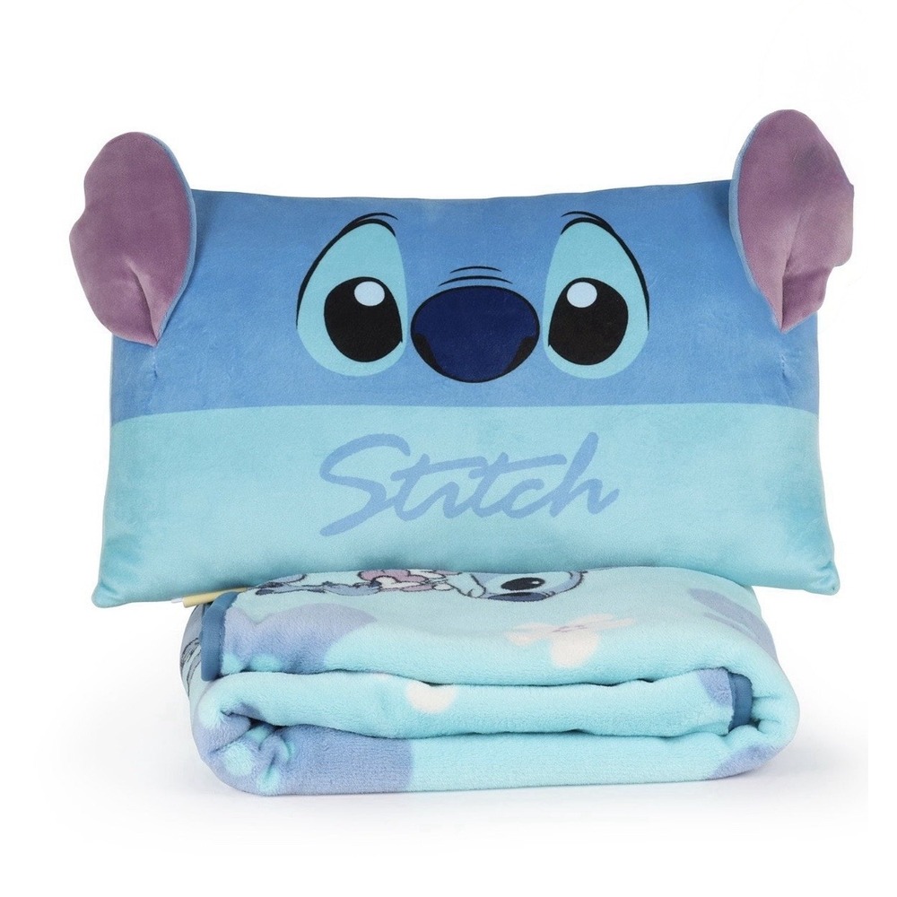 Disney Stitch 2 Piece Character Pillow 16x10 Throw  40x50 Set New and Cuddly